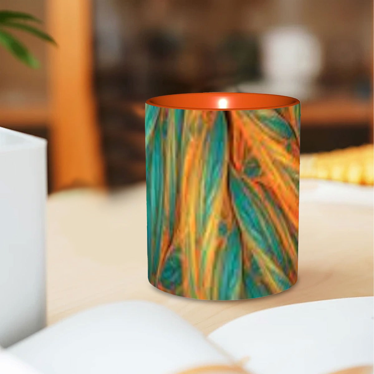 Orange and Teal Abstract Coffee Mug 11 oz. Free Shipping