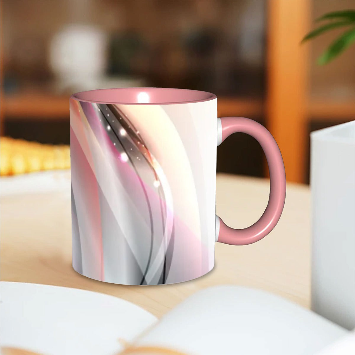Pink and Gray Abstract Coffee Mug Free Shipping