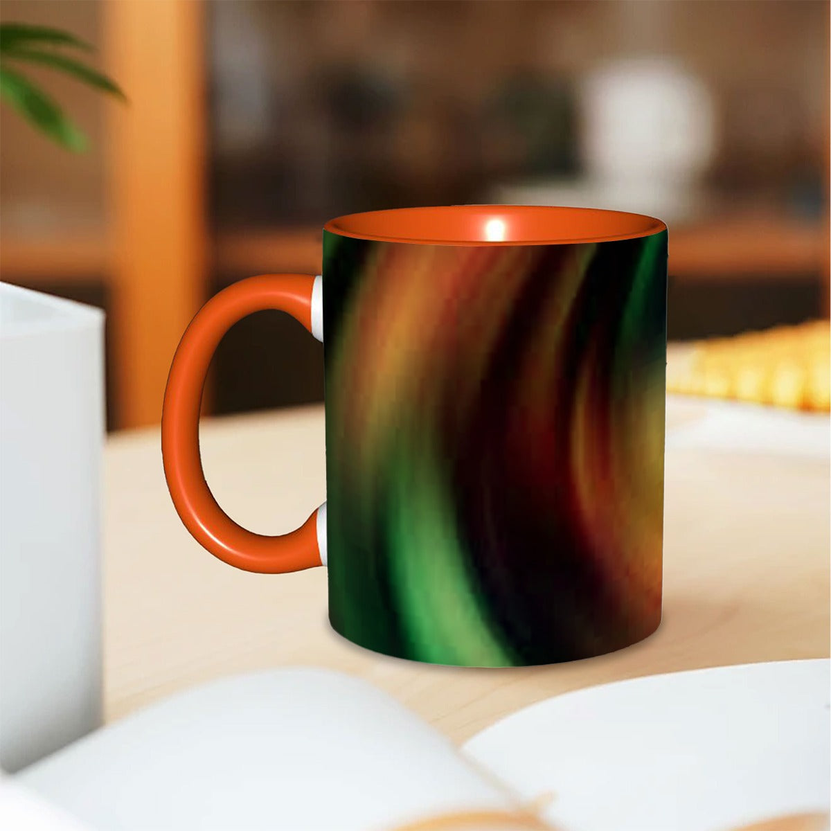 Green & Orange Swirl Coffee Mug 11 oz. Free Shipping