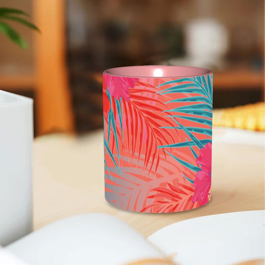 Abstract Leaf Red, Teal, Orange Coffee Mug 11 oz. Free Shipping