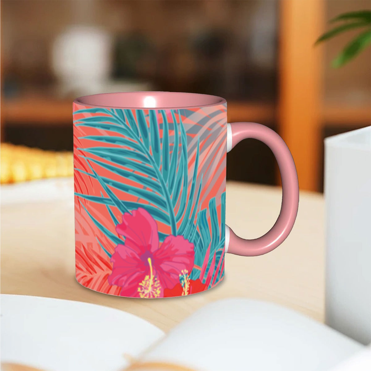 Abstract Leaf Red, Teal, Orange Coffee Mug 11 oz. Free Shipping