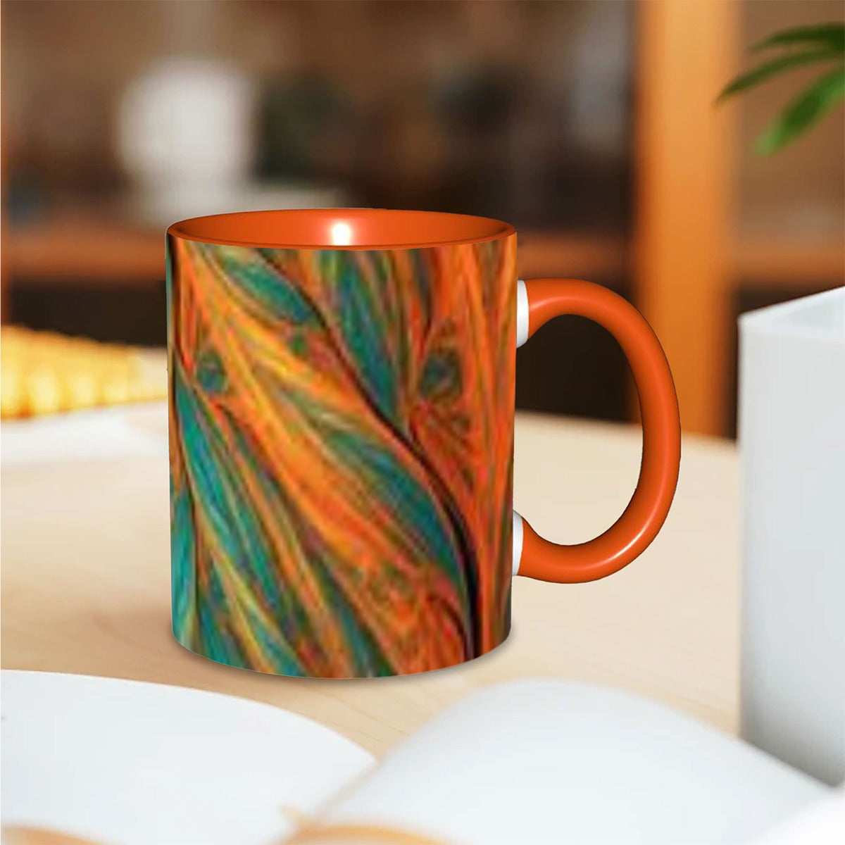 Orange and Teal Abstract Coffee Mug 11 oz. Free Shipping