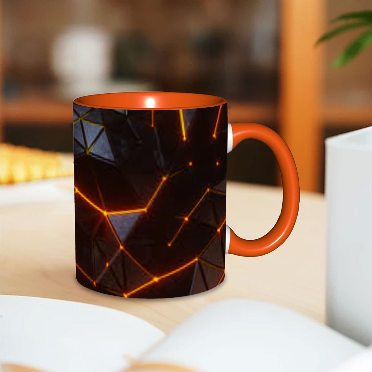 Geometric Black and Orange Coffee Mug 11 oz Free Shipping