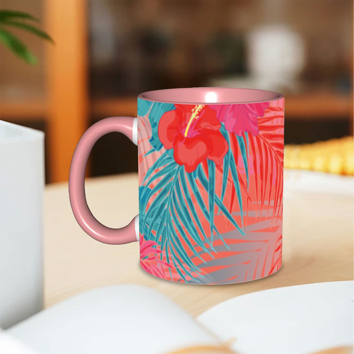 Abstract Leaf Red, Teal, Orange Coffee Mug 11 oz. Free Shipping