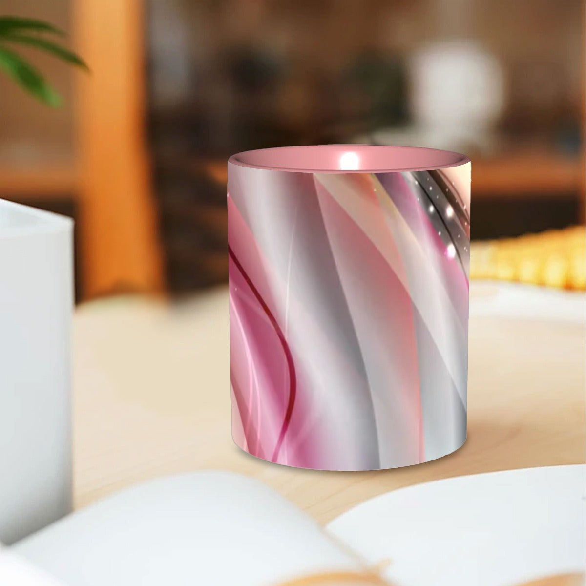 Pink and Gray Abstract Coffee Mug Free Shipping