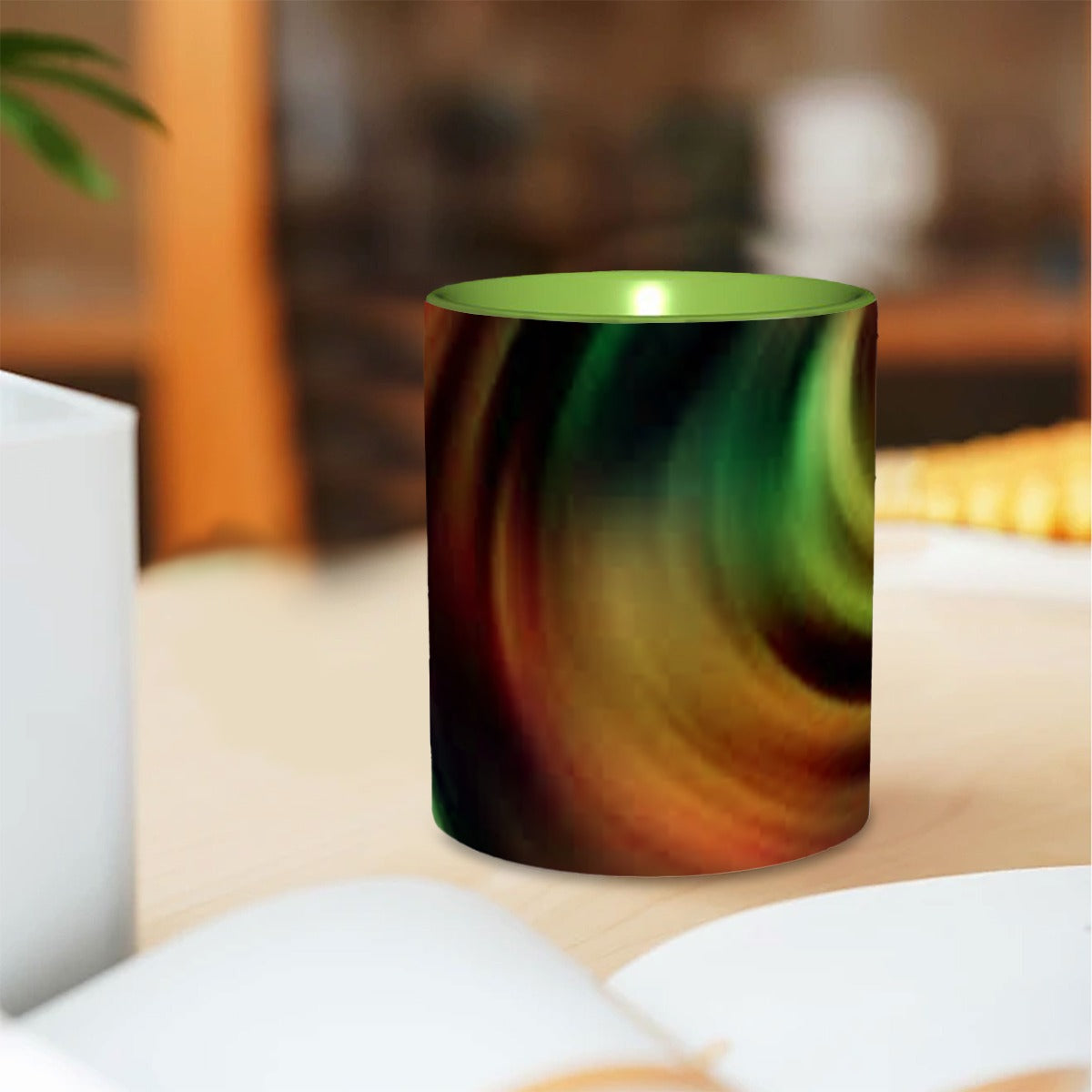 Green & Orange Swirl Coffee Mug 11 oz. Free Shipping