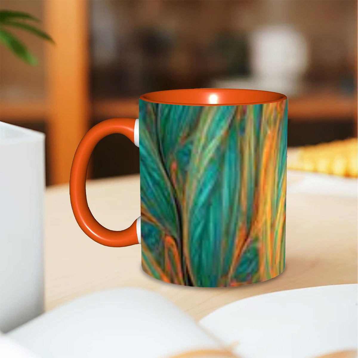 Orange and Teal Abstract Coffee Mug 11 oz. Free Shipping
