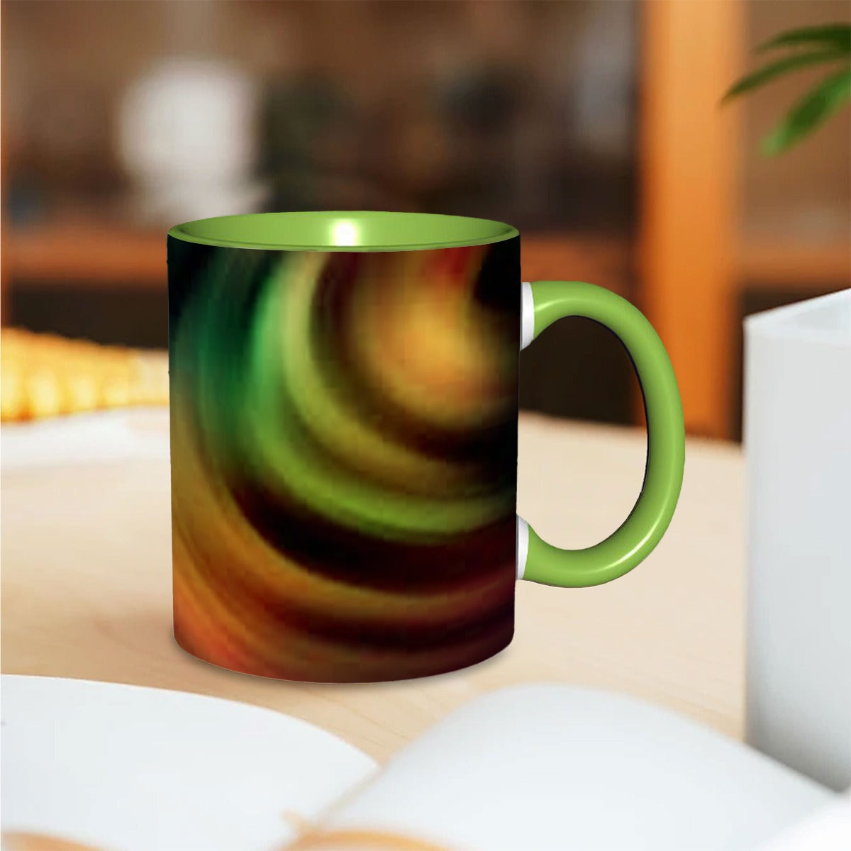 Green & Orange Swirl Coffee Mug 11 oz. Free Shipping