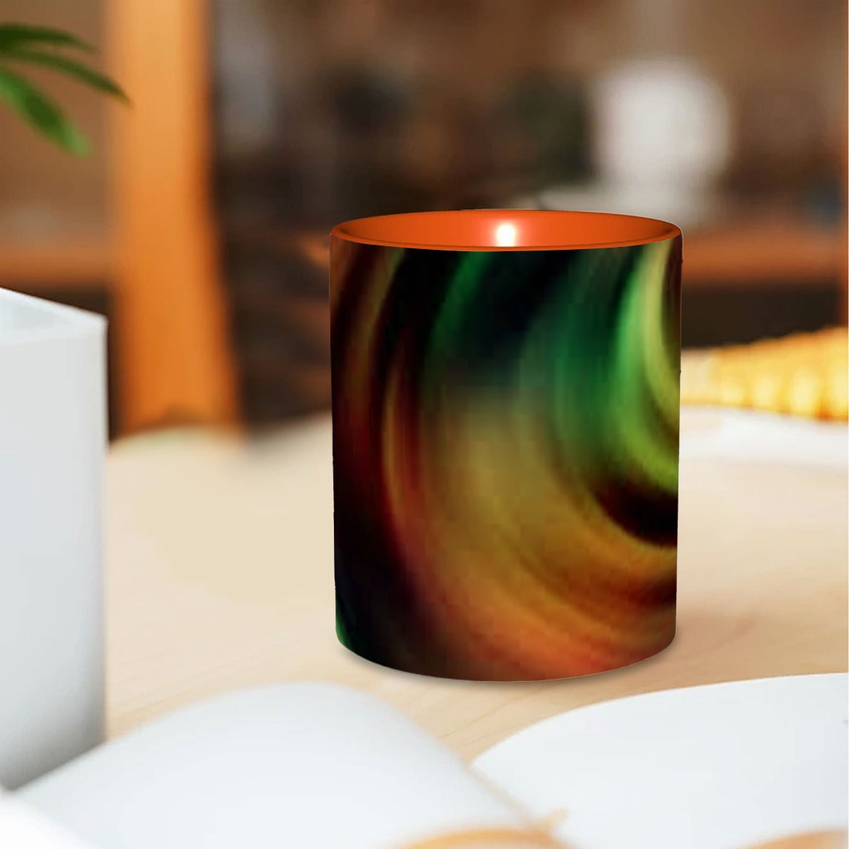 Green & Orange Swirl Coffee Mug 11 oz. Free Shipping