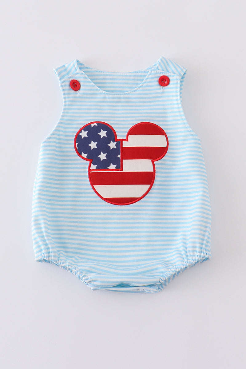 Stripe patriotic flag character applique boy bubble