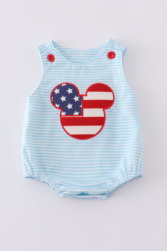 Stripe patriotic flag character applique boy bubble