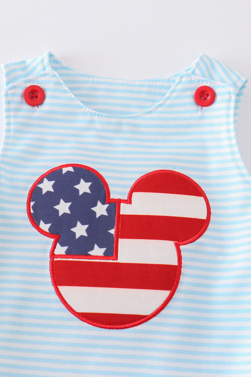 Stripe patriotic flag character applique boy bubble