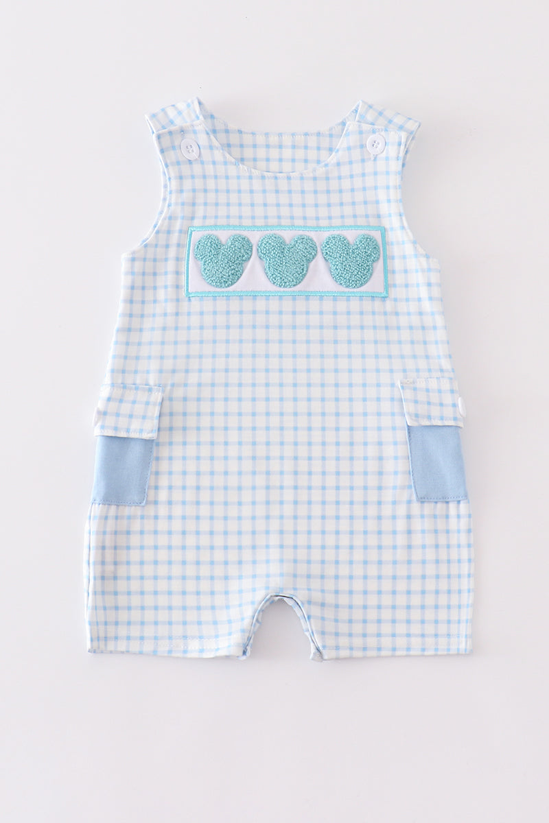 Blue french knot character boy onesie