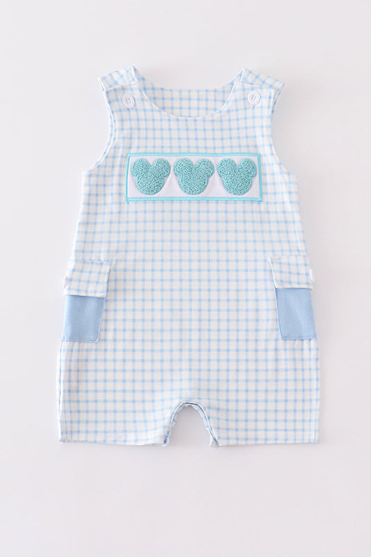 Blue french knot character boy onesie