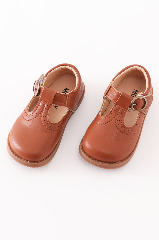 Girl's Vintage Leather Shoes Brown