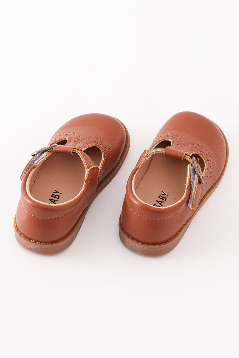 Girl's Vintage Leather Shoes Brown