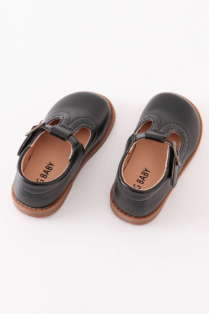 Girl's Vintage Leather Shoes Black