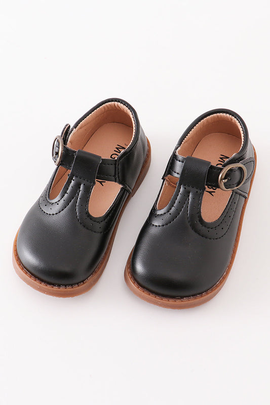 Girl's Vintage Leather Shoes Black