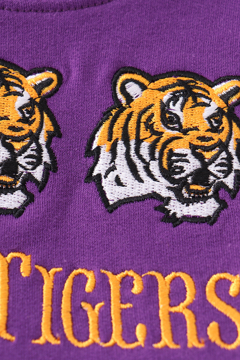 Purple tiger embroidery terry dress