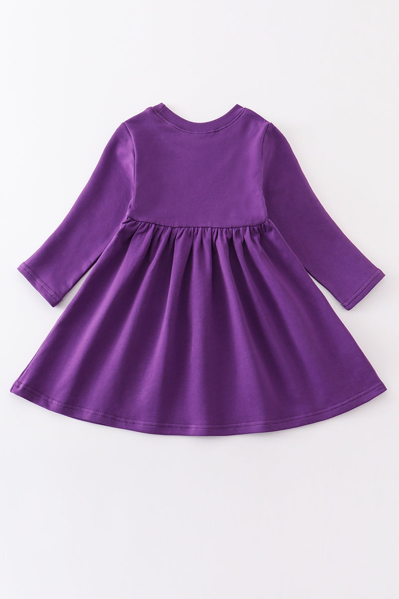 Purple tiger embroidery terry dress