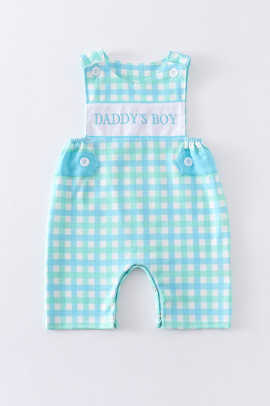 Blue daddy's boy embroidery plaid jonjon