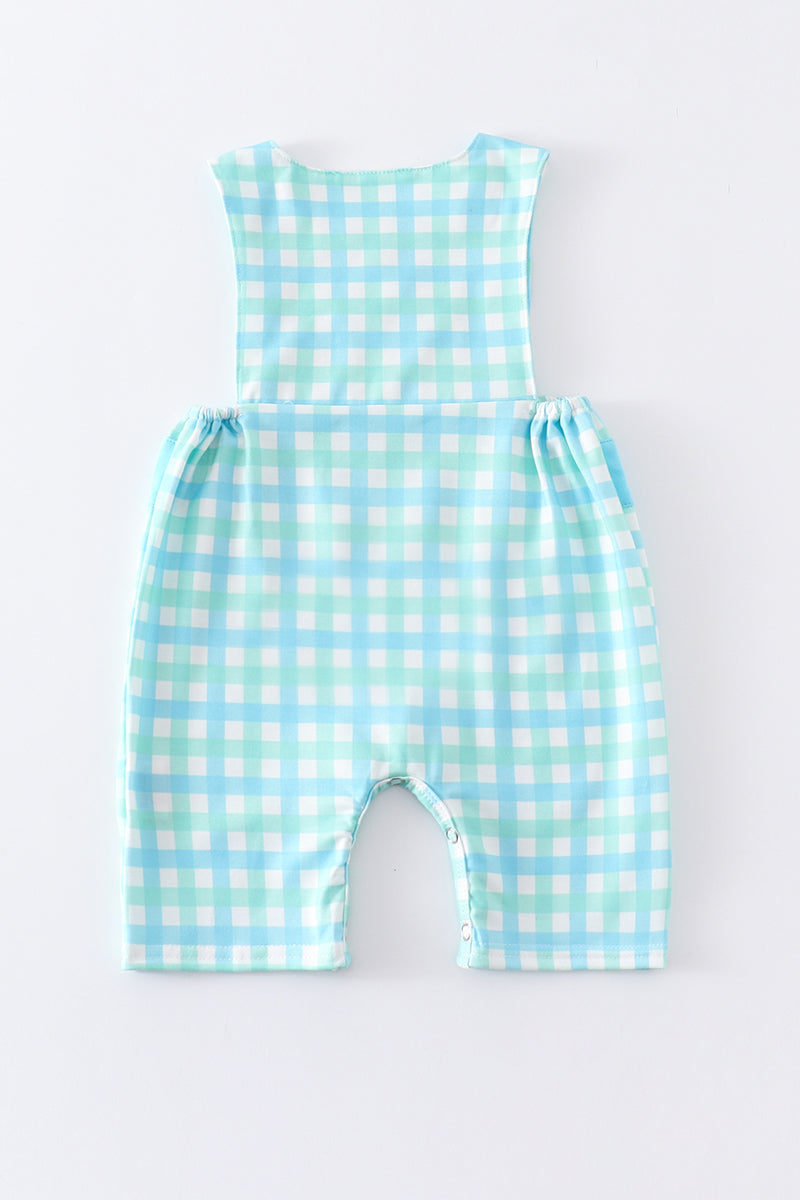 Blue daddy's boy embroidery plaid jonjon