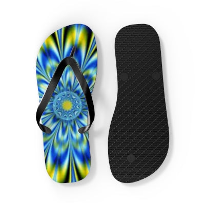 Blue-Lime Kaleidescope Flip Flops