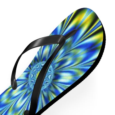 Blue-Lime Kaleidescope Flip Flops