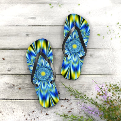 Blue-Lime Kaleidescope Flip Flops