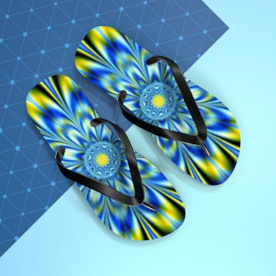 Blue-Lime Kaleidescope Flip Flops