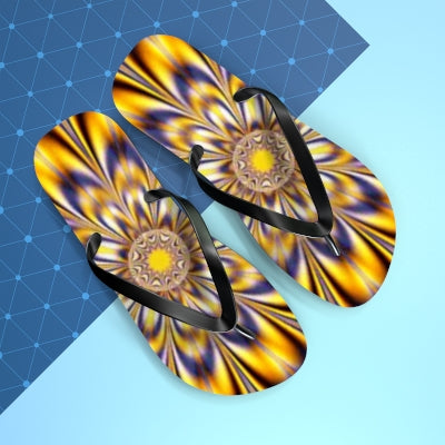 Purple-Gold Kaleidescope Flip Flops