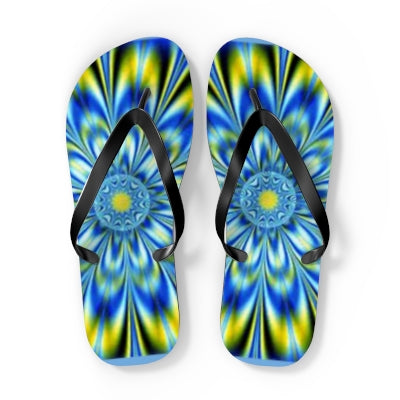 Blue-Lime Kaleidescope Flip Flops