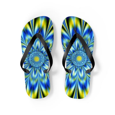 Blue-Lime Kaleidescope Flip Flops