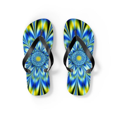 Blue-Lime Kaleidescope Flip Flops