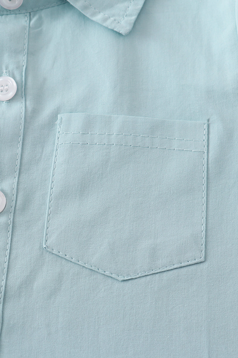 Light blue button-downs pocket boy shirt