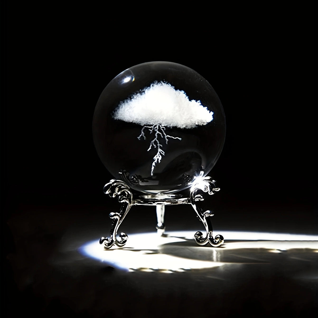 1pc Thunder Cloud Round Desktop Creative Crystal Ball- Living Room Bedroom, Gift