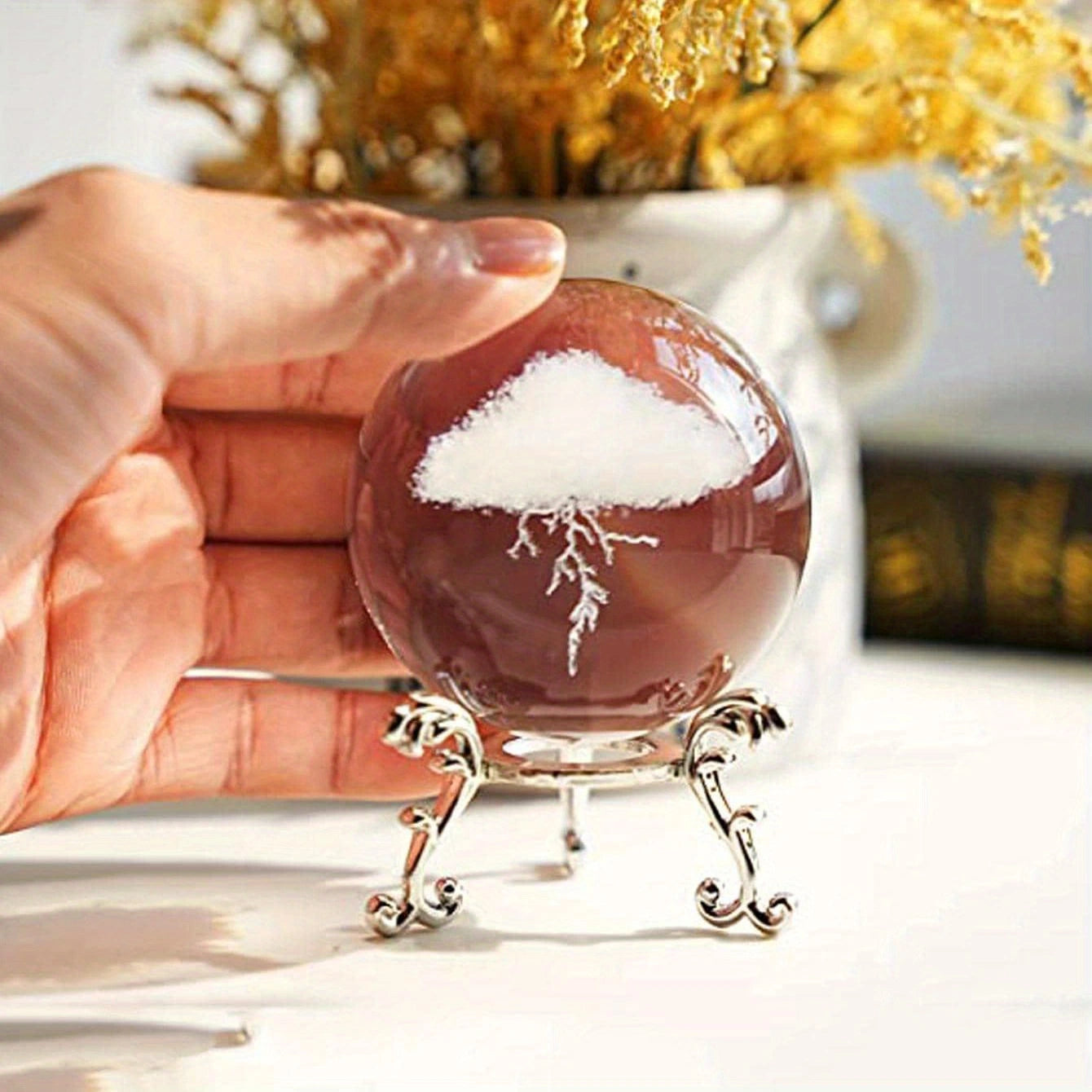 1pc Thunder Cloud Round Desktop Creative Crystal Ball- Living Room Bedroom, Gift