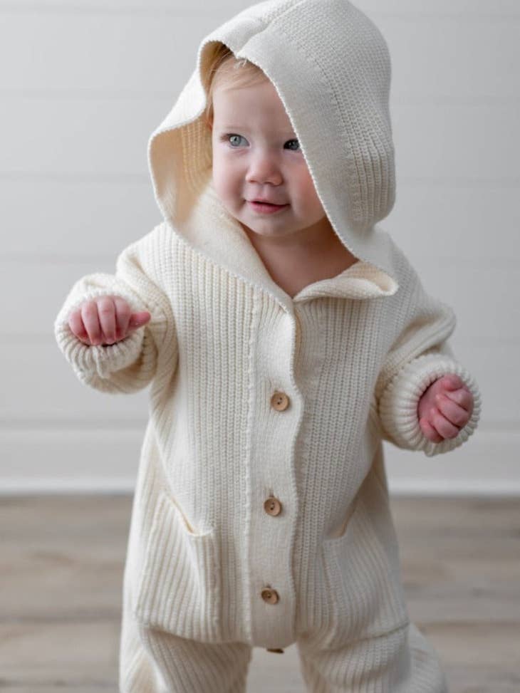 Cloud Cream Hooded Knit Playsuit