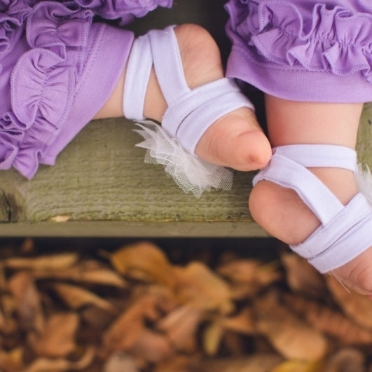 White Cotton & Tulle ToeBlooms Handmade Heirloom Barefoot Baby Sandals