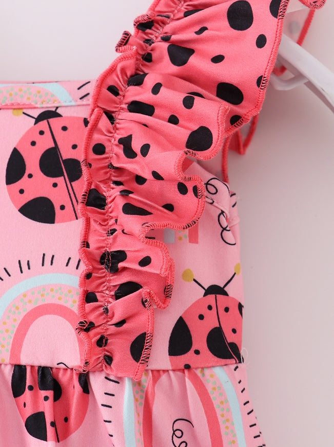 Pink Ladybug Baby Girl Bubble Romper