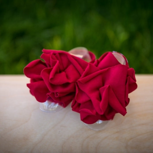 Red Floral ToeBlooms Handmade Heirloom Barefoot Baby Sandals