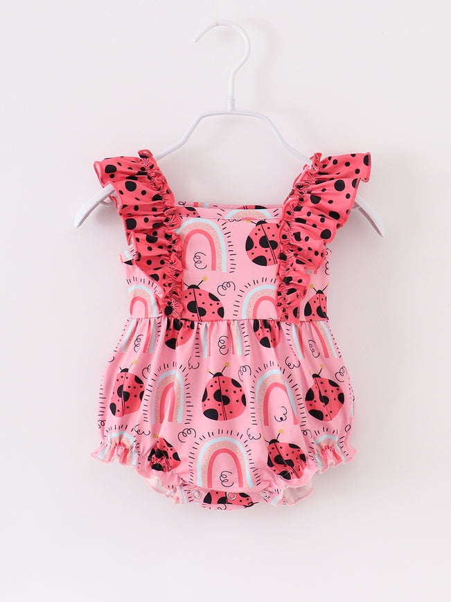 Pink Ladybug Baby Girl Bubble Romper