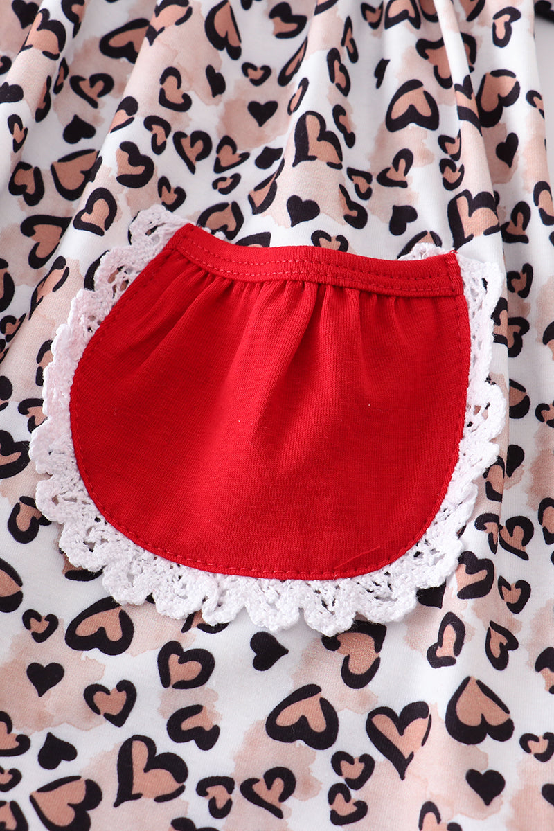 Red leopard valentine's day girl set