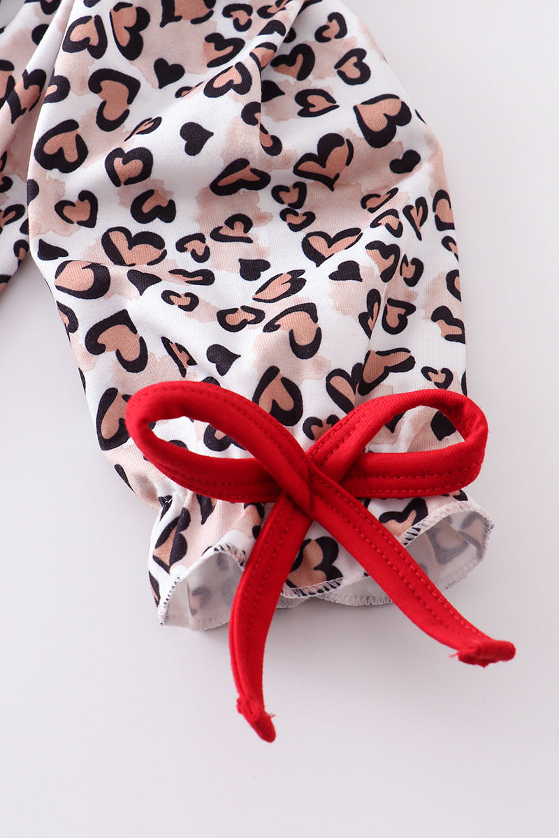 Red leopard valentine's day girl set