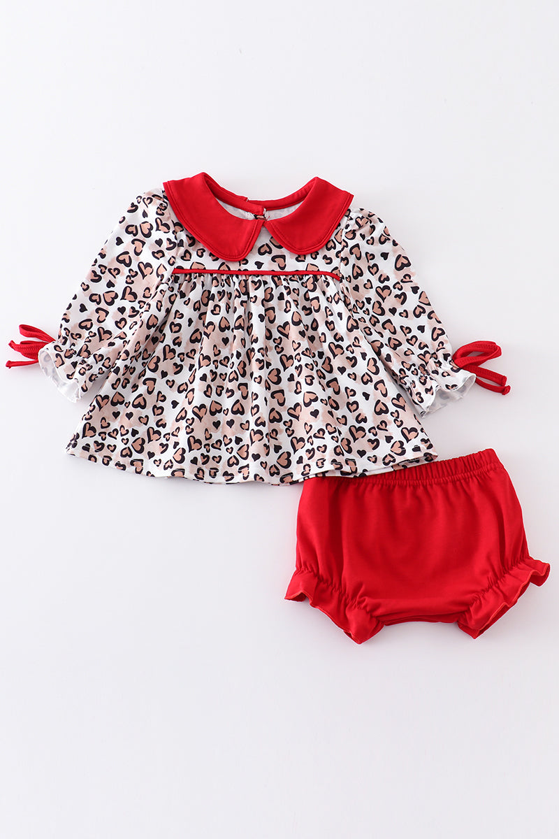 Red leopard valentine's day baby set