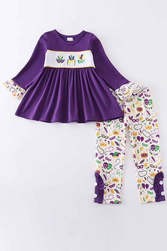 Mardi Gras embroidery girl set