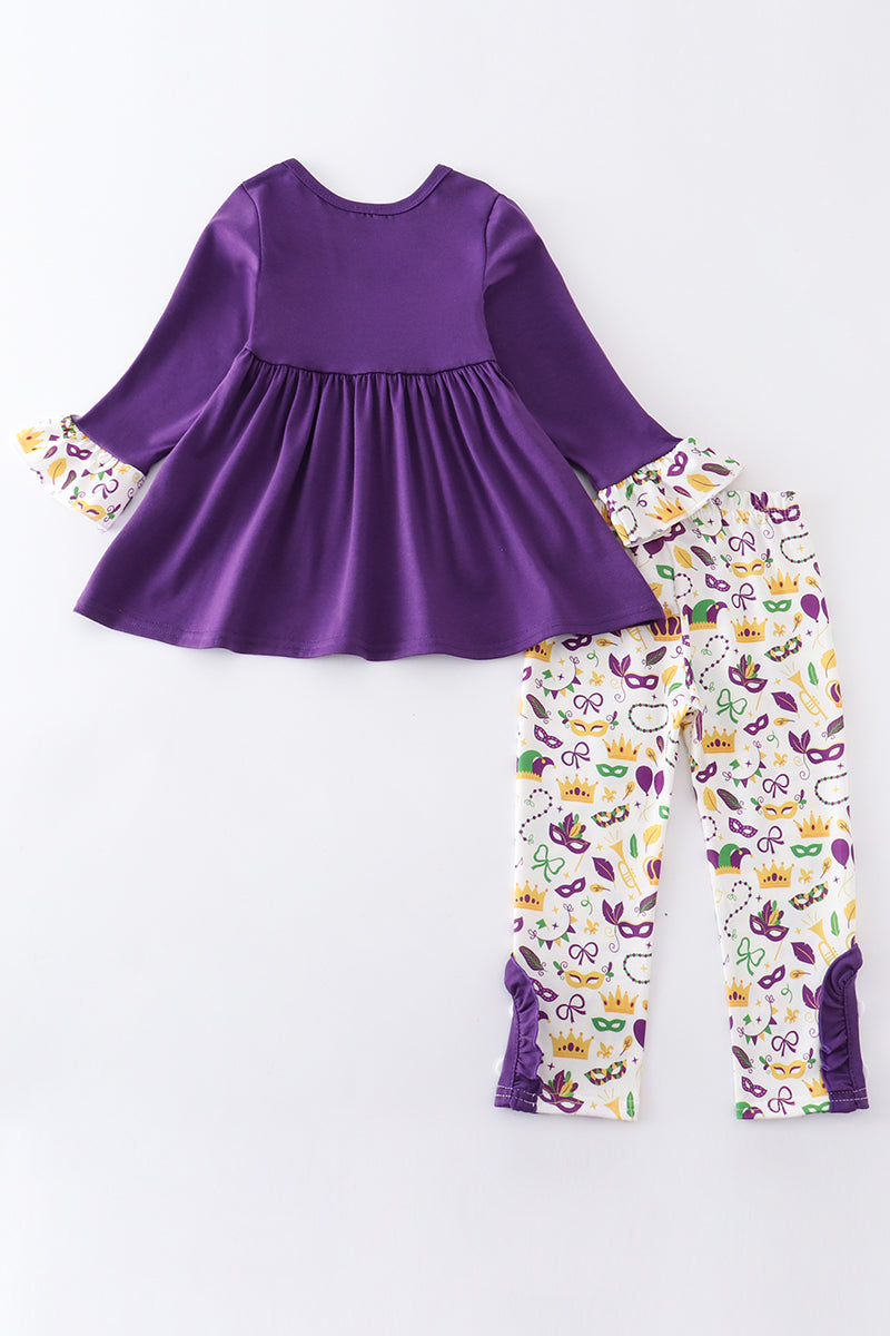 Mardi Gras embroidery girl set