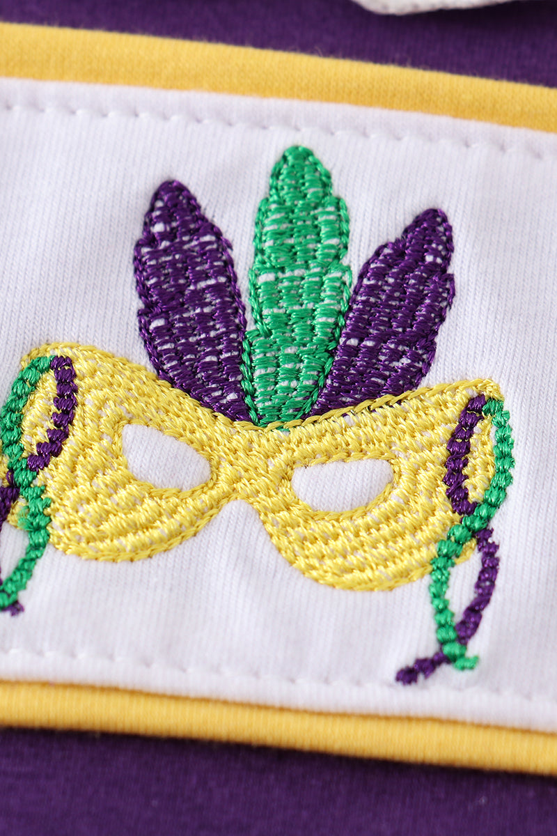 Mardi Gras embroidery girl romper