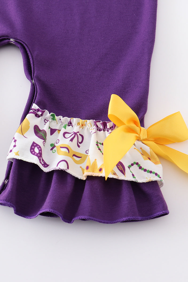 Mardi Gras embroidery girl romper