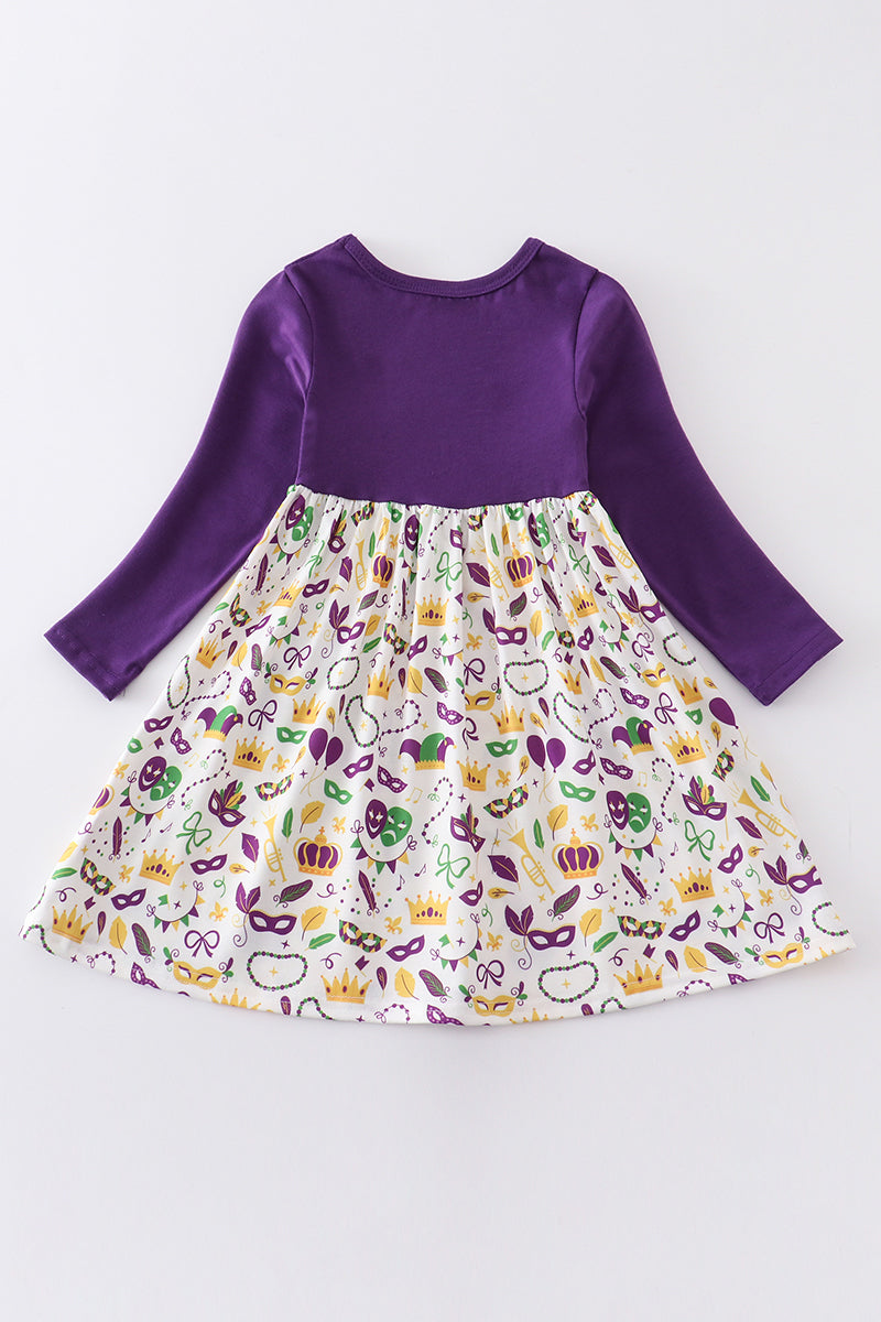 Mardi Gras embroidery girl dress